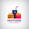 Vector fastfood restaurant, cafe colorful logo. Burger, fried potatoes