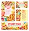 Vector fastfood street food meals or snaks posters