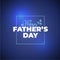 Vector father day banner template. Blue gradient background with square frame and
