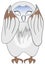 Vector fear white barn owl with Skrik in cartoon