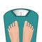Vector feet on the scale. Concept of weight loss