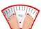 Vector feet on the scale. Concept of weight loss, healthy lifestyles, diet, proper nutrition.