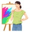 Vector of female artist thinking.