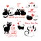 Vector festive funny set of enamored cute cats