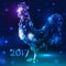Vector fiery rooster on new year\'s day 2017. Symbol of 2017 by the Chinese calendar. New Year\'s a symbol of 2017.