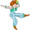 Vector figures a dancing little boy in eastern costume