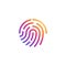 Vector fingerprint icon. Color fingerprint symbol shape. Biometric security sign. Interface button. Element for design mobile app