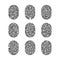 Vector fingerprint set. Finger print of human. Security crime sign icon. Human id