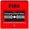 Vector fire alarm emergency break glass press here warning tool