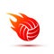 Vector fire ball logo design. Fiery volleyball ball.