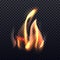 Vector fire effect, bright flaming icon or clipart