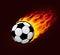 Vector fire flying football ball for soccer poster