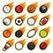 Vector fire flying play sport balls logo icons set