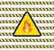 Vector Fire Hazard Sign, Triangle and Warning Dangerous Tape Stripes Background, Seamless Pattern, Fire in Triangle