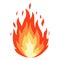 Vector Fire Icon Isolated on White Background. Cartoon Flames. Bonfire Logo. Hot Red Sparks. Dangerously and Explosive