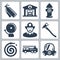 Vector fire station icons set