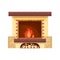 Vector fireplace icon logo design in flat style.