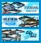 Vector fish banners for sea fishing adventure