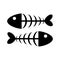 Vector fish skeleton, fishbone flat icon. Black simple vector icon. Death symbol