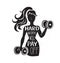 Vector fitness illustration with slim woman and dumbbells