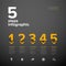 Vector five steps progress template with big yellow arrows and numbers on dark background