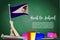 Vector flag of American Samoa on Black chalkboard background. Education Background with Hands Holding Up of American Samoa flag. B