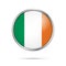 Vector flag Button. Ireland flag in glass button style.