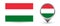 Vector flag Hungary. Location point with flag hungarian inside.