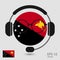 Vector flag of Papua New Guinea with headphones and glasses, vector illustration. Web