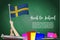 Vector flag of Sweden on Black chalkboard background. Education
