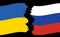 Vector flags of Ukraine and Russia - crack