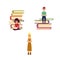 Vector flat adult people reading set.