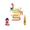Vector flat adult people reading set.
