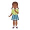 Vector flat african black girl singing microphone