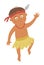 Vector flat African or Papuan boy. Cute tropical, jungle, exotic summer character. Funny black skinned child with beads, feather