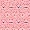 Vector flat animals colorful illustration for kids. Seamless pattern with cute pig face on pink polka dots background.