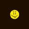 Vector flat art freehand yellow grinning emoticon on a black background