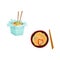 Vector flat asian udon noodles icon set