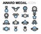 Vector flat award medal icons set