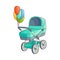 Vector flat baby stroller, carriage pram isolated