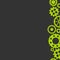 Vector flat background with green gears on the right side on black background