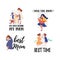 Vector flat banner set mom sings song baby