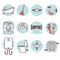 Vector flat bathroom icons set.