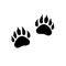 Vector flat black foot prints of grizzly bear