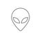 Vector flat black outline alien face icon logo