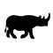 Vector flat black silhouette of rhinoceros rhino