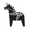 Vector flat black Swedish dala unicorn horse