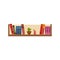 Vector flat bookshelf with books, office folders