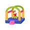 Vector flat bouncy inflatable castle and girl