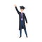 Vector flat boy graduate in gown, cap